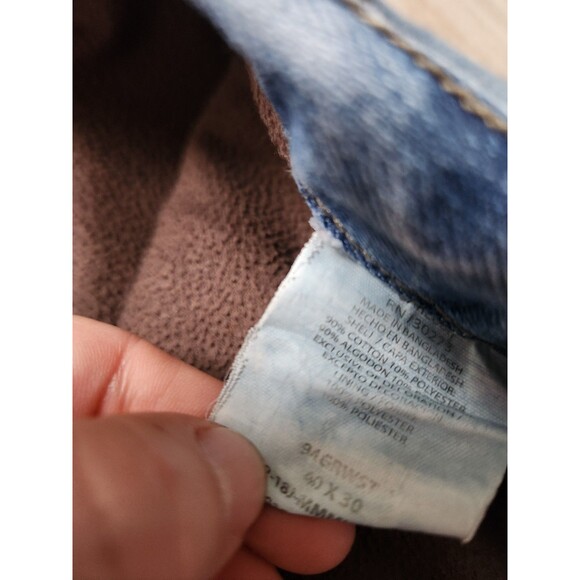 Wrangler Flannel Lined Blue Denim Jeans Sz 40x30 Mid Rise Straight Leg Carpenter - Picture 4 of 10